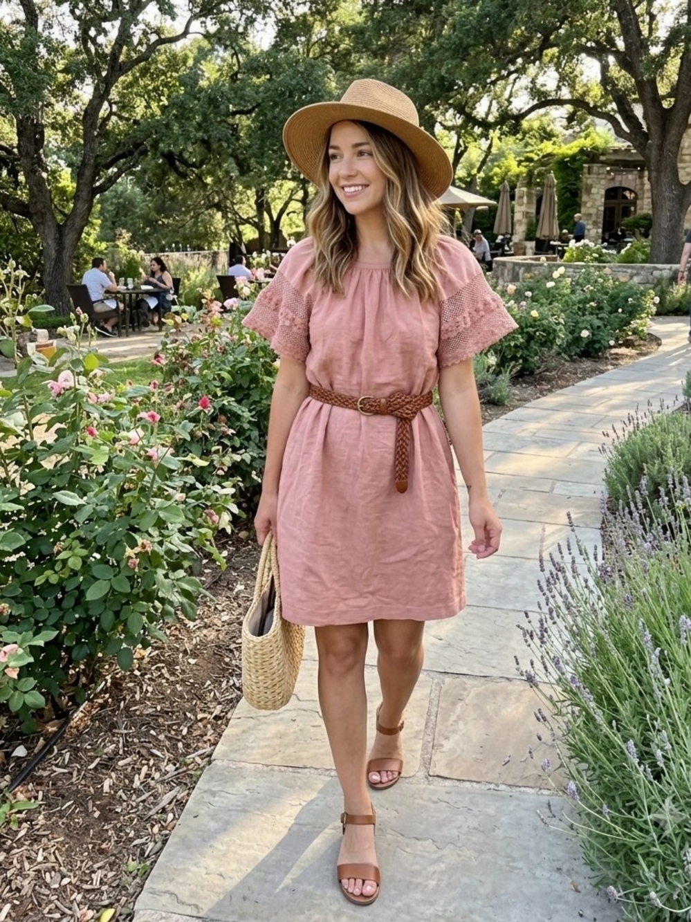 Old Navy Pink Cotton Crochet Lace Flutter Sleeve Mini Dress S